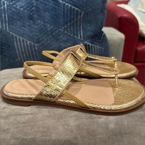 Cole Haan Winslet Thong leather sandals in gold.